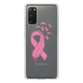 thumbnail image 1 of DistinctInk Clear Shockproof Hybrid Case for Galaxy S20 ULTRA / 5G (6.9" Screen) - TPU Bumper Acrylic Back Tempered Glass Screen Protector - Pink Ribbon Cancer - Feather Birds, 1 of 2