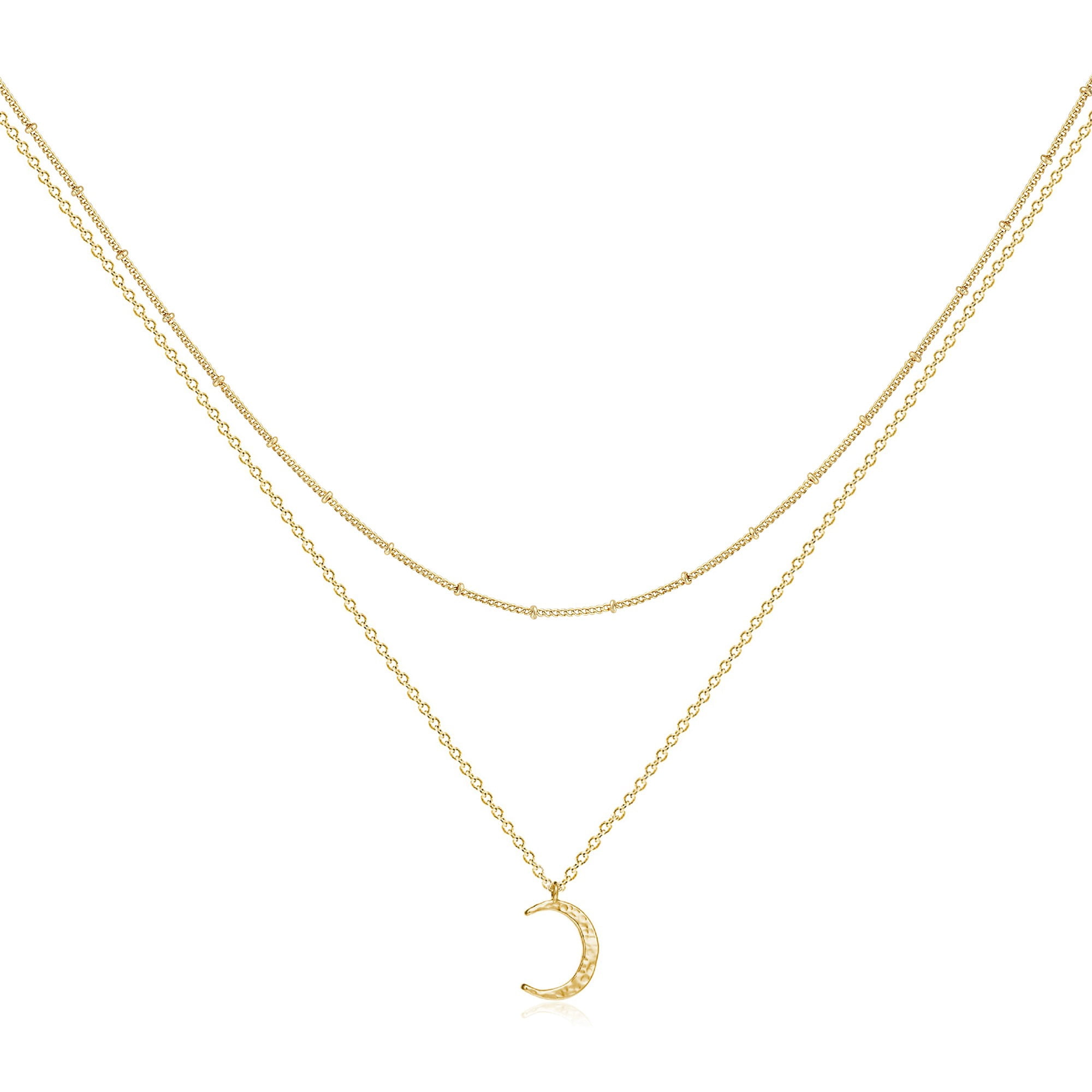 Fettero 14K Gold Plated Dainty Minimalist Pendant Chain Necklace for Women Jewelry Gift