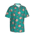 thumbnail image 3 of Xecao Starfish and Shell print Hawaiian shirt - a stylish short-sleeve button-down for men, perfect for casual beach and tropical outings., 3 of 9