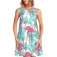 thumbnail image 1 of Balery Flamingo Vestidos de verano para mujer con estampado: vestido holgado sin mangas, vestido playero informal y cómodo para días calurosos., 1 of 7