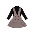 thumbnail image 1 of Kiapeise Toddler Baby Girl 2Pcs Overall Skirt Set Kids Turtleneck Ribbed Shirt Top+Suspender Skirt Dress Fall Winter Outfit, 1 of 9