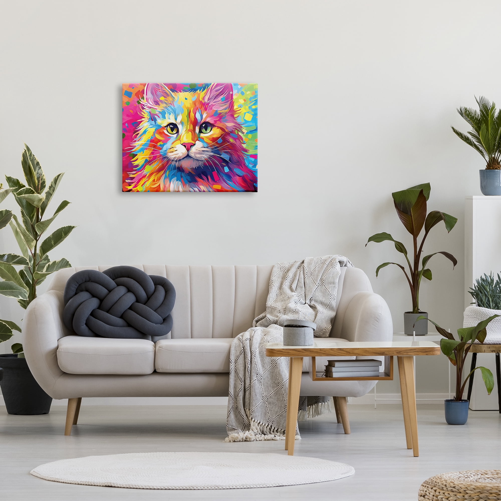 Stupell Industries Vivid Cat Painting Animals & Insects Painting Gallery Wrapped Canvas Art Print Wall Art, 30 x 24