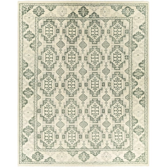 Hauteloom Aloleng Wool Living Room, Bedroom Area Rug - Traditional - Sage, Light Sage, Beige - 10' x 14'