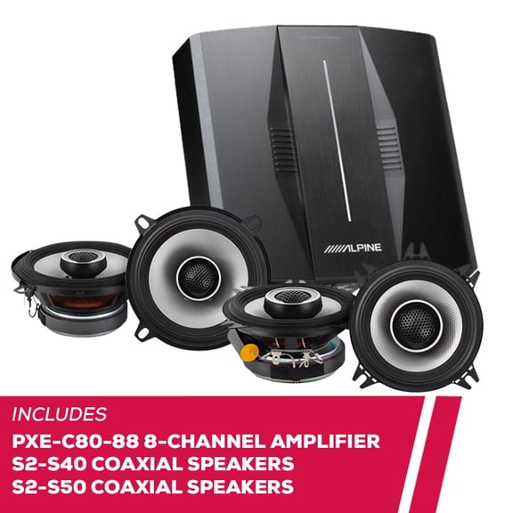 New Alpine PXE-C80-88 8-Channel Amplifier with S2-S50 and S2-S40 Coaxial Speakers