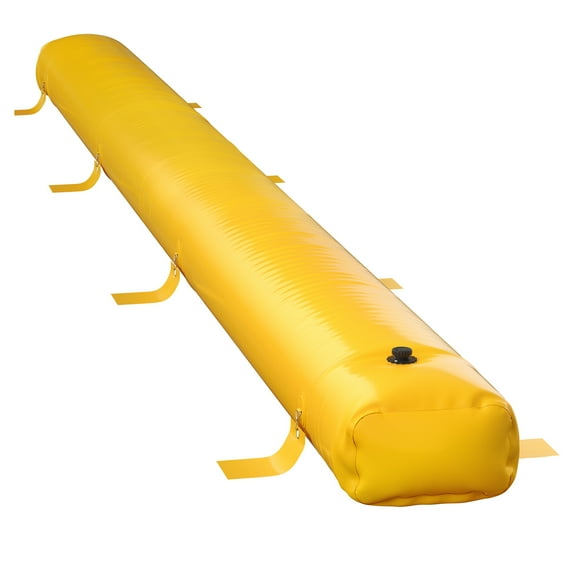 KFFKFF Water Barrier, 24 ft by 12 in, Durable PVC Flood Defense Tube, Reusable and Lightweight for Protecting Entrances and Garages, in Yellow