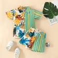 thumbnail image 2 of Mercatoo Clothes&nbsp;Set Children for Toddler Boys Short Sleeve Striped Patchwork Floral Prints T Shirt Tops Shorts Outfits, 2 of 6