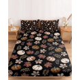 thumbnail image 2 of King Size Fitted Sheet Set - Vintage Pumpkins Fall 3 Piece Bedding Sets 16" Deep Pocket Fitted Sheet with 2 Pillowcases, Beige Thanksgiving Botanical Black Brushed Microfiber Hotel Luxury Bed Sheets, 2 of 9