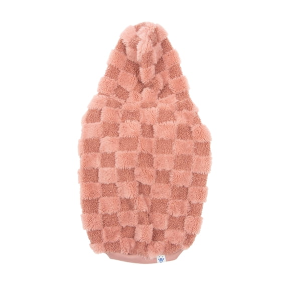 Oodles Checkerboard Fall Sherpa Dog Hoodie, Red, Small