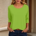 thumbnail image 2 of Towmus Womens Tops 3/4 Sleeve Solid Color Crew Neck T Shirt Oversized Casual Women Blouse Business Work Summer Dresses S-3XL Under $6, 2 of 6