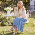 thumbnail image 5 of Enmain Flowy Maxi Skirt for Women Floral Pleated High Waist Drawstring Tiered Skirts with Pockets, 5 of 9