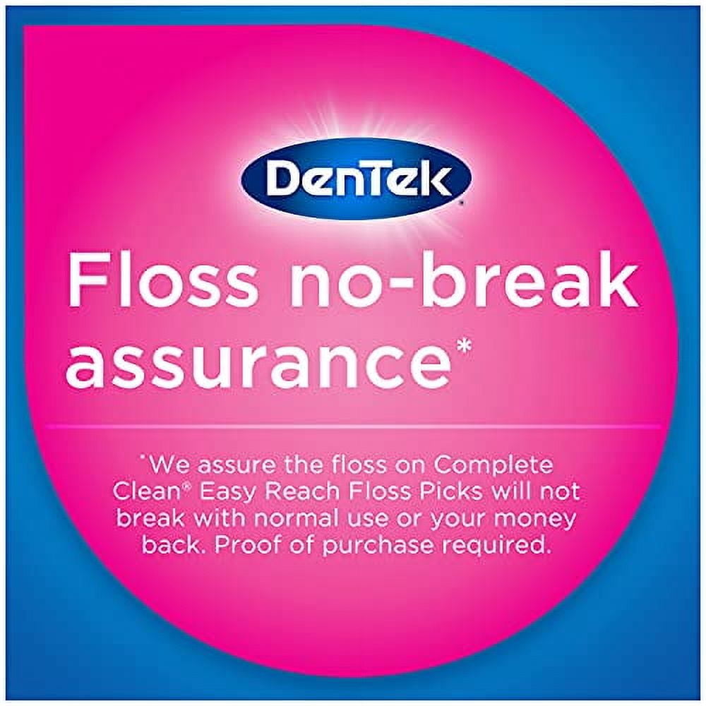 DenTek Complete Clean, Fresh Mint, Easy Reach Angled Floss Picks, No Break & No Shred Floss, 75 Each (Pack of 5)