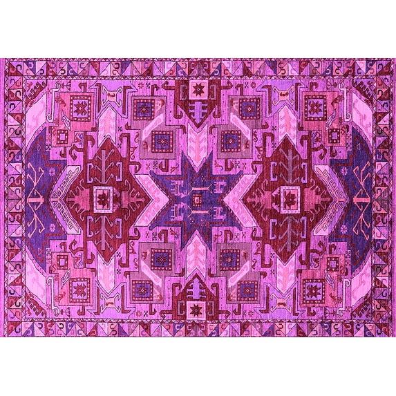 Ahgly Company Indoor Rectangle Oriental Pink Industrial Area Rugs, 5' x 7'