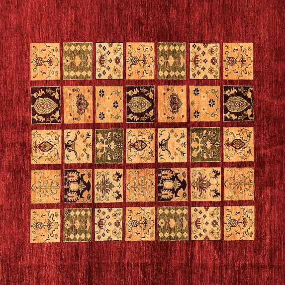 Ahgly Company Indoor Square Abstract Orange Modern Area Rugs, 3' Square