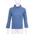 thumbnail image 3 of Linjinx Kids Boys Girls Thermal Underwear Tops Mock Neck Solid Long Sleeve Basic Undershirts T-Shirt Blue 100, 3 of 7