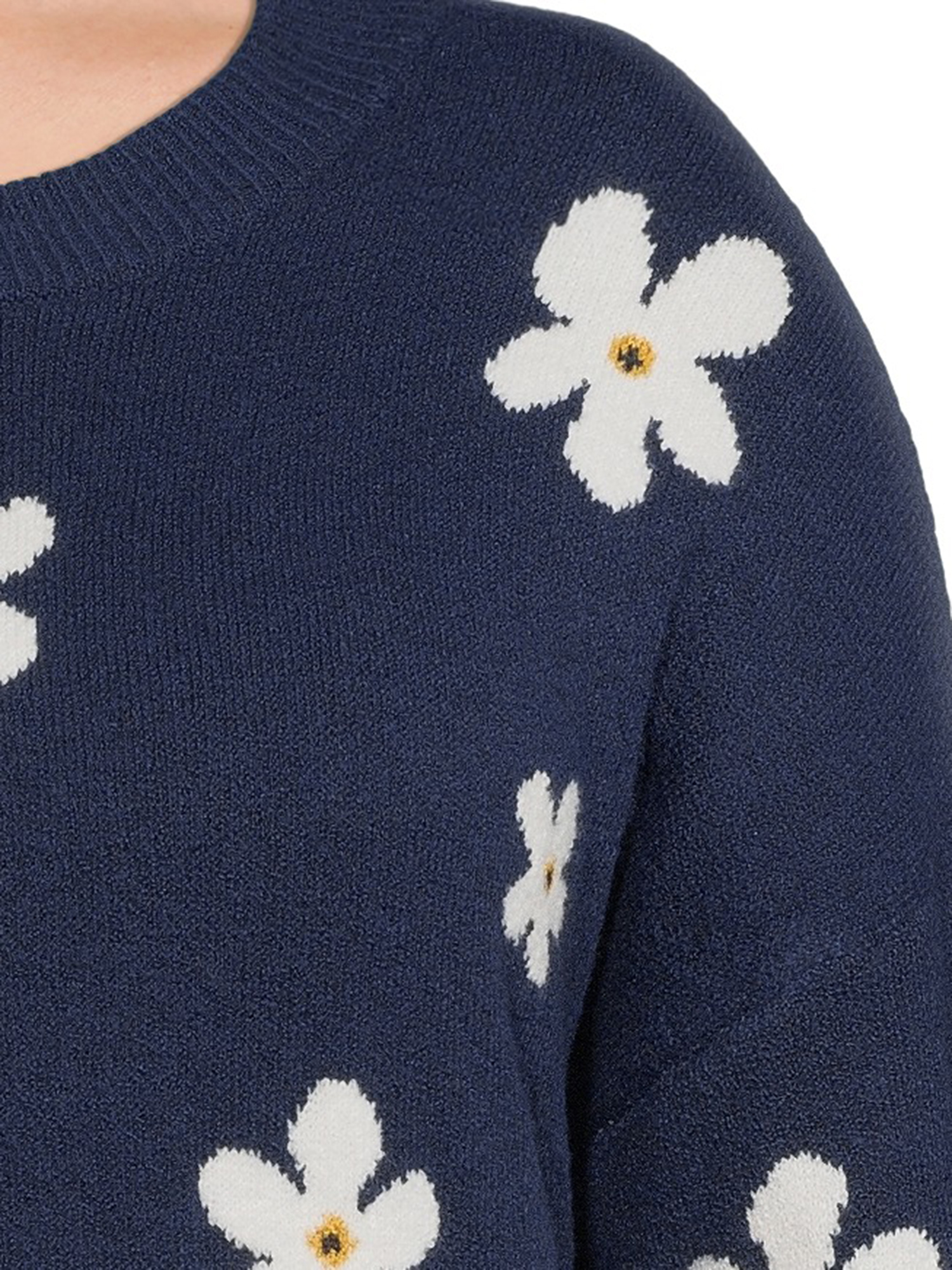 Terra & Sky Women's Plus Size Drop Shoulder Print Sweater, Midweight - image 3 of 5