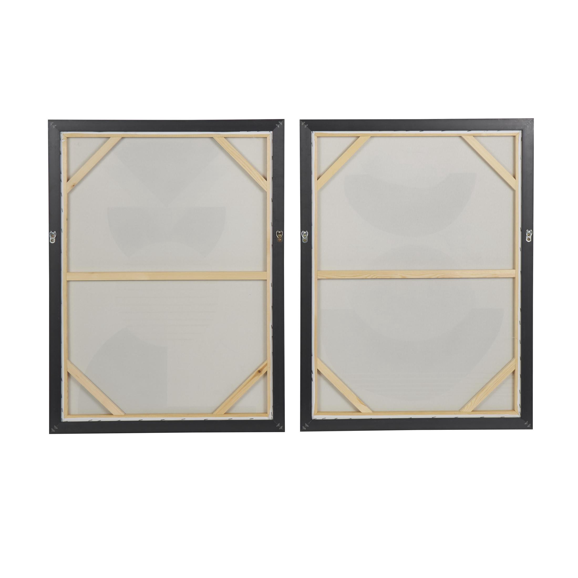 24" x 32" Mid Century Modern Geometric Geometric Framed Wall Art with Gold Foil Accent, by DecMode (2 Count)