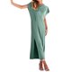thumbnail image 4 of Lucakuins - Vestido de playa informal de verano para mujer, color sólido, manga corta de murciélago, cuello redondo, vestido dividido Lucakuins  moda, 4 of 8