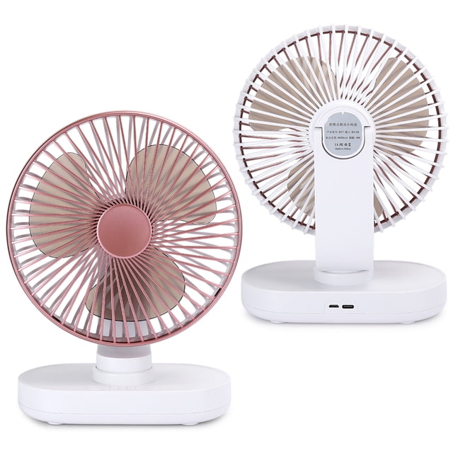 Mini ventilador de escritorio USB de 4 velocidades, pequeño, recargable, para el hogar, la oficina, escritorio, silencioso, ventiladores de mesa con vibración, oro rosa