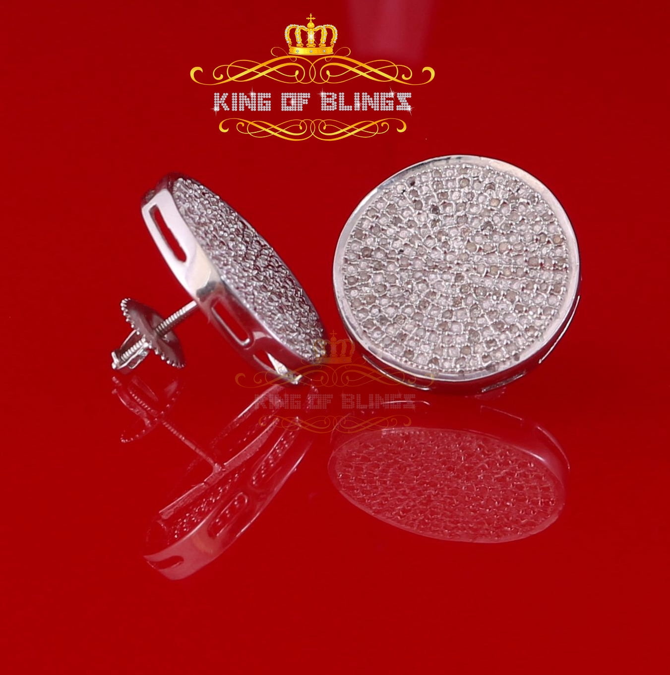 King of Bling's 0.60ct Diamond 925 Sterling Silver White Hip Hop Men's & Women's Stud Earrings