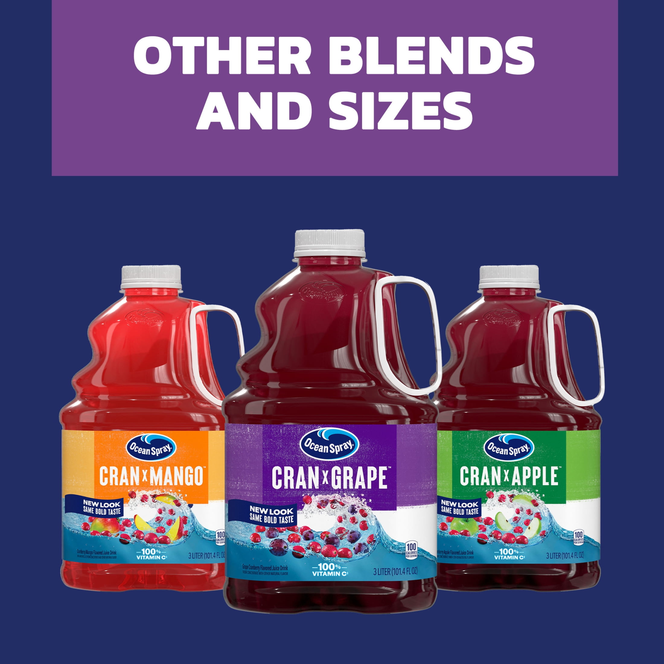 (3 pack) Ocean Spray® Cran-Grape® Cranberry Grape Juice Drink, 101.4 fl oz Bottle