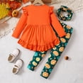 thumbnail image 3 of Tiijoy Little Girls Fall Outfits Ruffle Long Sleeve Top Pants Headband Set, Sizes 5-6, 3 of 8
