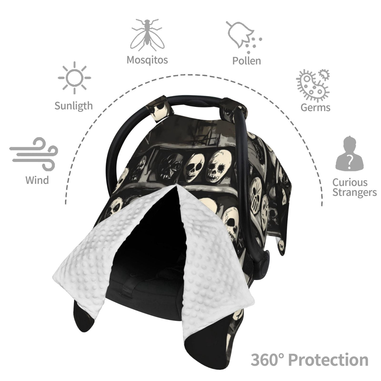 Car Seat Cover Baby - Halloween Mask Wall (2) Breathable Infant Car Seat Cover for Baby Carseat, Lightweight Comfort Baby Essentials Must Haves Newborn Stuff for Girl Boy
