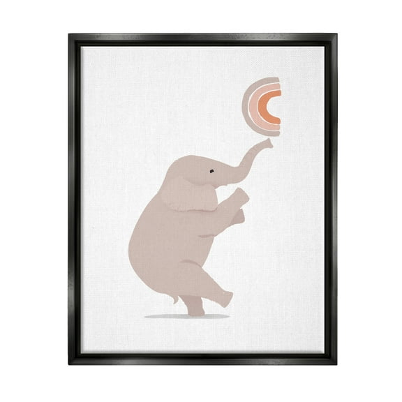 Stupell Industries Elephant Balancing Rainbow Animals & Insects Painting Black Floater Framed Art Print Wall Art, 17 x 21