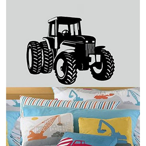 Decal ~ Tractor #5 Ex Large: Children, Barn, Wall Decal 40" x 51" (Black)
