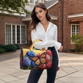 thumbnail image 2 of Dwellin Large Quilted Duffle Bag for Women Floral Print Barrel Overnight Weekender Handbag Travel Holiday Top Handle Satchel O-A 16*8*8", 2 of 7