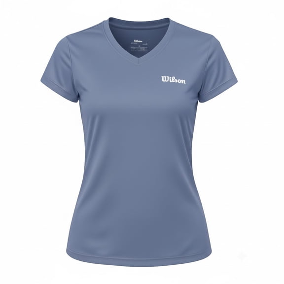 Playera Deportiva Wilson para Mujer Ultralight Cuello V Color Azul Talla EG