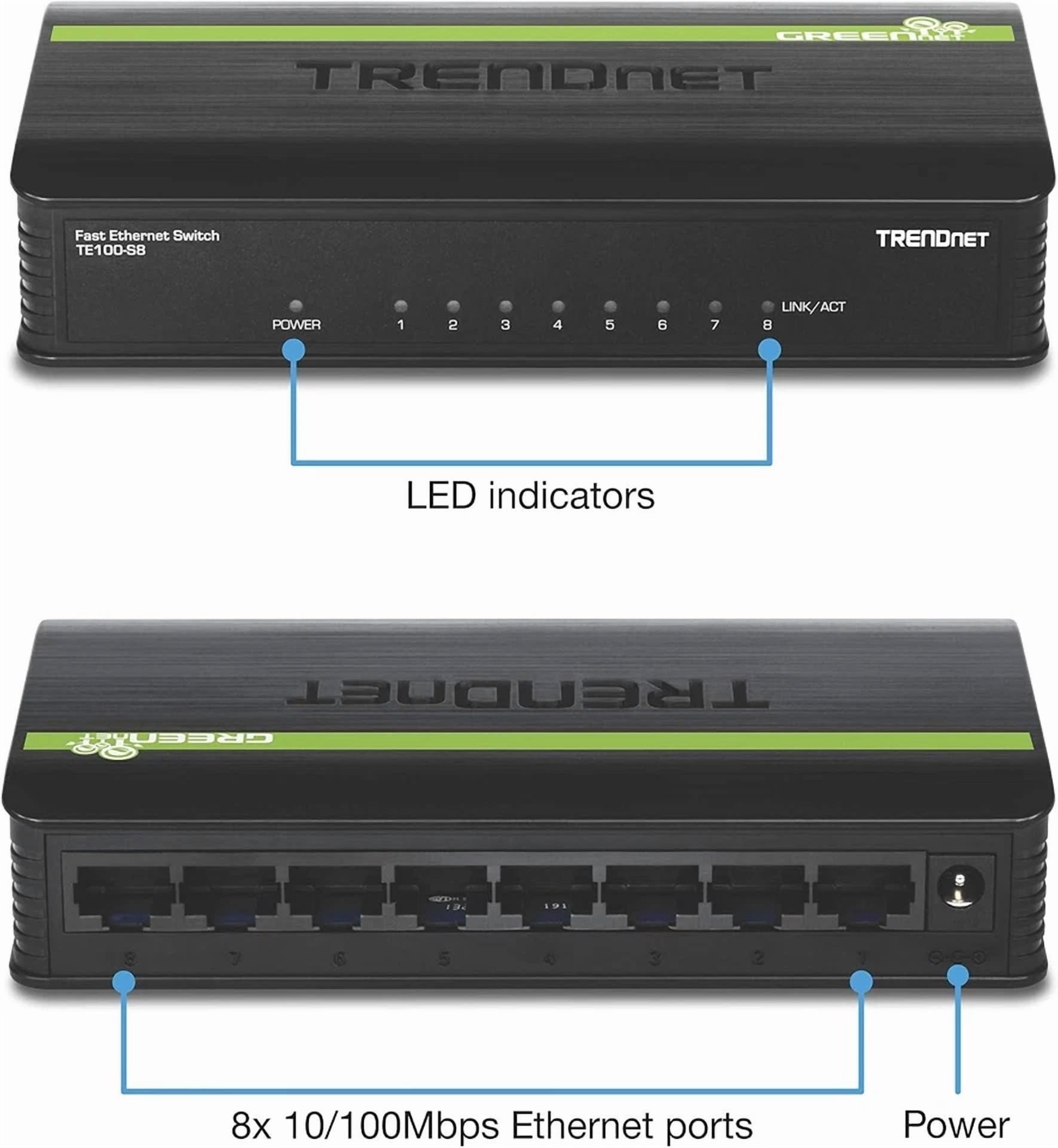 CRESTIN- Trendnet Te100-S8 8-Port 10100Mbps Network Ethernet Desktop Switch