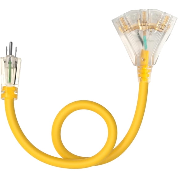 3ft 12/3 Gau Heavy Duty 3-Outlet Lighted Outdoor Extension Cord ETL