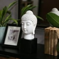 thumbnail image 2 of Resin Buddha Head with Bun Ushnisha on Base Gloss Finish Cream, 2 of 2