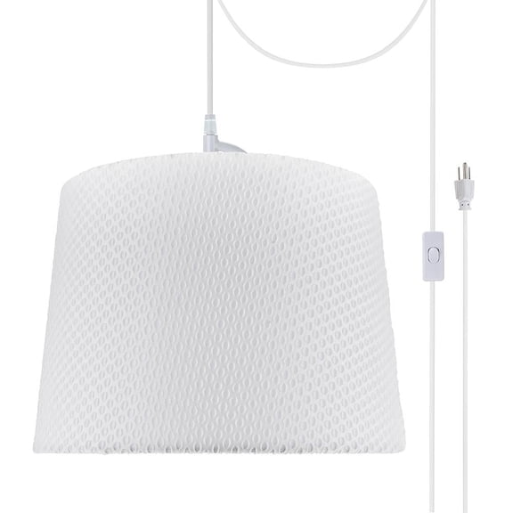 Aspen Creative 72147-21, One-Light Plug-In Swag Pendant Kit with Empire Lamp Shade, Off White