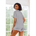 thumbnail image 4 of Ekouaer Pajamas Set for Women Short Sleeve Sleepwear Button Down Pjs Lounge Sets Soft Nightwear, 4 of 6
