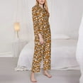 thumbnail image 3 of Rateoe Monkey Sloth Pattern Womens Pajamas Set Long Sleeve Sleepwear Button Down Nightwear Soft Cotton Pj Lounge Sets-, 3 of 7