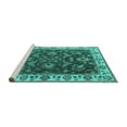 thumbnail image 2 of Ahgly Company Machine Washable Indoor Square Oriental Turquoise Blue Industrial Area Rugs, 4' Square, 2 of 4