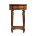thumbnail image 2 of HomeRoots 489001 26 in. Antique Cherry Solid & Manufactured Wood Round End Table with Drawer & Shelf, 2 of 3