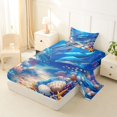 thumbnail image 2 of spefrowx Cartoon Underwater Dolphin Twin Sheets for Kids, Blue Coral Seashell Starfish Bedding, 3 Pieces, 1 Flat Sheet, 1 Fitted Sheet and 1 Pillowcase, 2 of 5