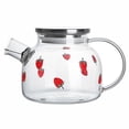 thumbnail image 1 of 1Pc 1000ML Strawberry Patterns Glass Teapot Heat Resistant Glass Teapot, 1 of 9