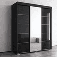 thumbnail image 2 of Aria 3 Door 71" Wide Modern High Gloss Wardrobe Armoire, Black with Mirror, 2 of 5