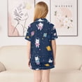 thumbnail image 4 of Silky Satin Kids' Pajama Set Breathable & Smooth Unisex Button-Down Pajamas Cats in Space Suits, 4 of 8