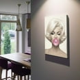 thumbnail image 3 of Rosework Framed Canvas Wall Art, 16x24 Inch, Marilyn Monroe with Pink Bubble Gum, Made In USA, 3 of 6
