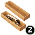 thumbnail image 2 of mDesign Stackable 12" Long Office Bamboo Drawer Organizer - 2 Pack, Natural Wood, 2 of 8