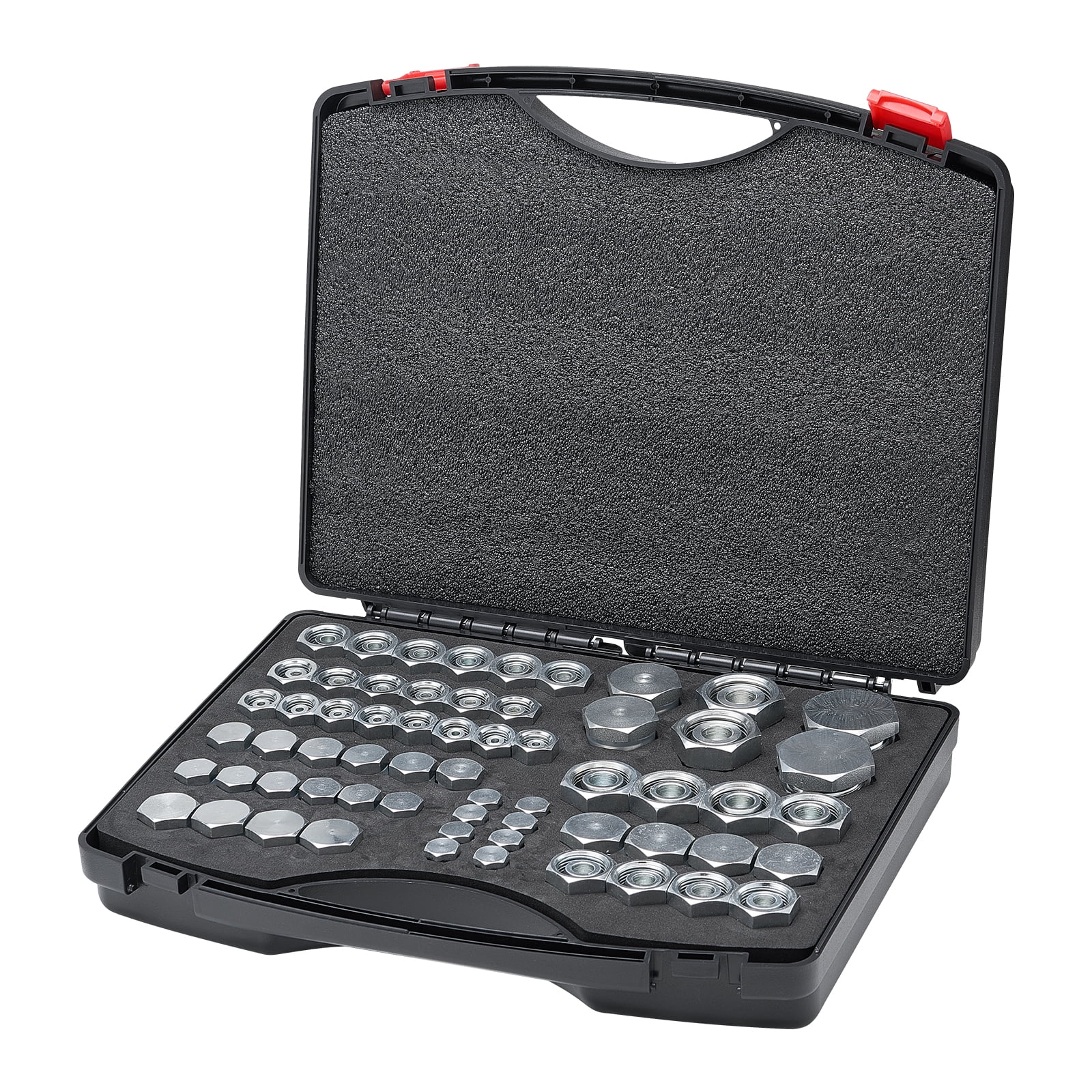 KFFKFF 64 Piece DIN Hydraulic Attachments, Robust Industrial Hydraulic Cap & Plug, Hose Tubing and Pipe Accessory Kit, Cap & Plug Set with Accurate Threading, Dash Sizes 14/16/18/22/26/30/36