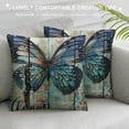 thumbnail image 3 of Nawypu Blue Butterfly Theme Throw Pillow Covers Wood Grain Cushion Pillow Case Outdoor Sofa Pillows Covers for Couch Living Room Bed Patio Furniture Indoors Home Decor, 3 of 5