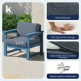 thumbnail image 2 of KINGYES 6 Pieces Outdoor Furniture Set, HDPE All Weather Use Conversation Couch Sets,2 Armchairs & 2 Loveseat & 2 Coffee Table for Patio Backyard, Blue Frame with Gray Cushions, 2 of 11