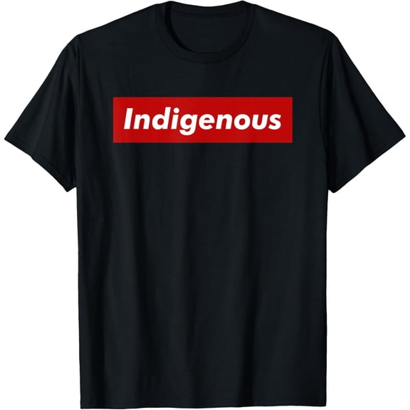 Native Indigenous Red Block Background with White Letters T-Shirt