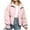 Pink, variant on Jinhomg Crop Warm Winter Coat for Women Comfy Long Sleeve Full-Zip Puffer Jacket Casual Solid Outerwear with Zipper Pockets Black S