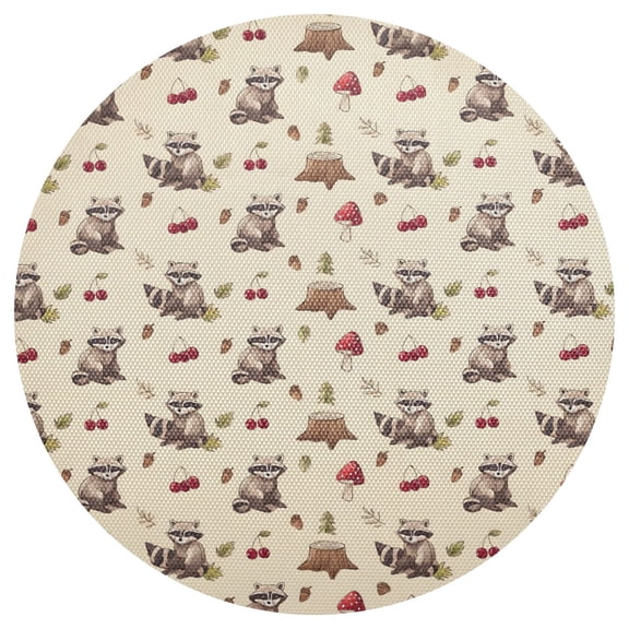 Little Brown Bear Round Placemats Set of 6 Woven Non-Slip Washable Heat Resistant Table Mats 15.4 Inch for Kitchen Dining Decor